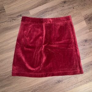 LOFT Red Corduroy Mini Skirt